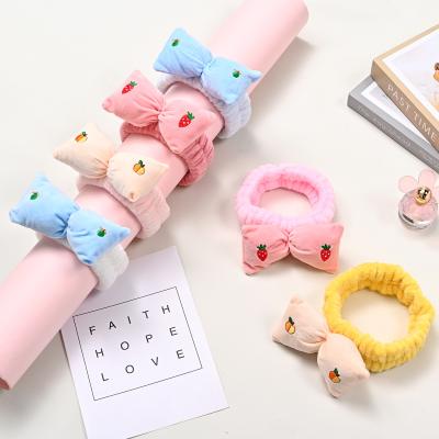 China XUFANG 2021 Fashion Cherry Bread Bow Headbands Cartoon Hair Accessories Girls Soft Plush Headbands for sale