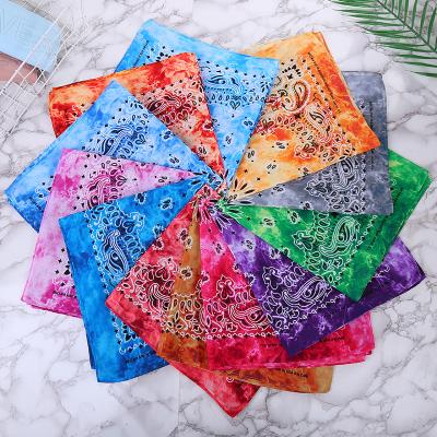 China XUFANG 2021 Fashion Novelty Gradient Bandana Classic Multifunctional Paisley Kids Tie Dye Outdoor Multifunctional Handkerchief Bandanas for sale