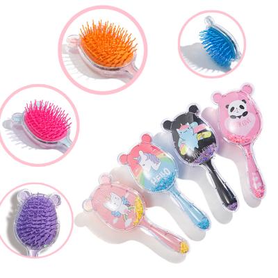 China Wholesale XUFANG Girls Kids Airbag Massage Comb Shape Panda Shape Printed Sequins Hairdressing Comb Cushion Airbag Massage Curly Hair Combs For Girls for sale