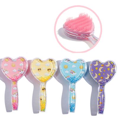 China Wholesale XUFANG Girls Kids Airbag Massage Comb Printed Glitter Hairdressing Comb Cushion Transparent Airbag Massage Hair Combs For Girls for sale