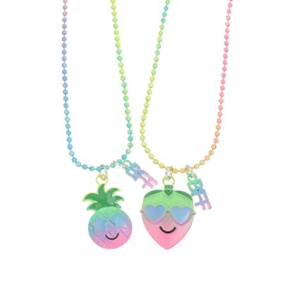 China XUFANG 2pc Children's Cute Best Friends Necklace Colorful Cartoon Alloy Spray Paint Dripping Oil Series Kids BFF Pendant Necklaces for sale