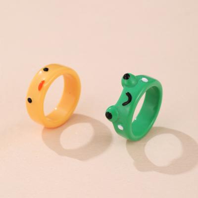 China XUFANG 2022 New Fashion Children's Cute Cartoon Frog Personality Rings Cute Resin Rings for sale