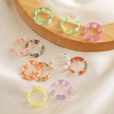 China XUFANG 2022 New Fashion Cute Children's Korean Wholesale Rings Colorful Fruit Resin Rings Rings Central Institute of Statistics for sale