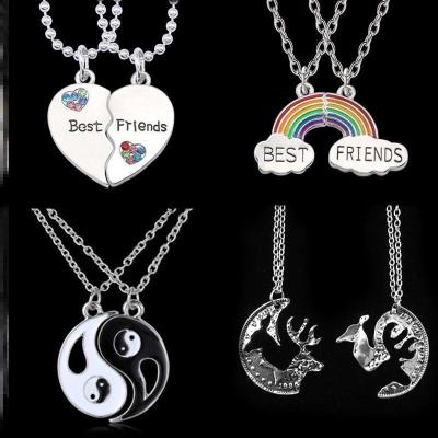 China Fashion XUFANG 2pc Children's BFF Pendant Necklaces Children Best Friends Necklaces High Quality Cute Silver Alloy CIA for sale