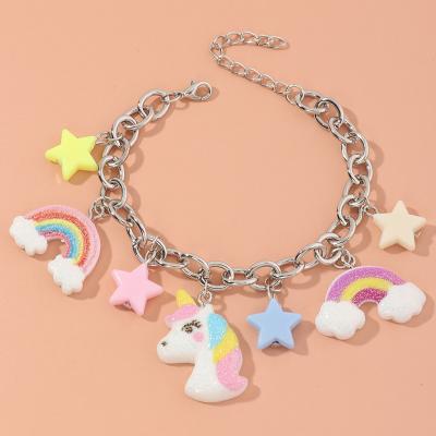 China 2022 Wholesale New XUFANG Children's Cute Cartoon Pendant Bracelets Cute Rainbow Cloud Children's Beaded Bracelets for sale