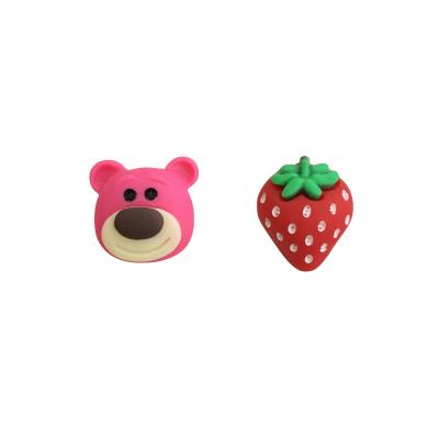 China Wholesale XUFANG New Arrival Fashion Cute In Strawberry Bear Earrings Children S925 Running Silver Cartoon Needle Cute Earrings For Girls for sale