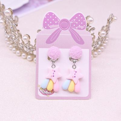 China XUFANG New Arrival Fashion Cute Kids Cute Rainbow Cream Star Earings Cartoon Anti-Pain Dangle Earrings For Girls for sale