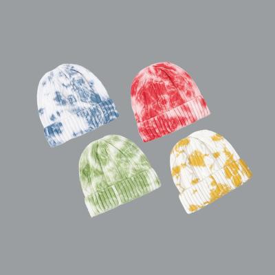 China Street Style XUFANG Fashion Autumn And Winter Children Knitted Hats Central Statistical Institute Dye Tying Beanies Children Hip Hop Winter Hats Hats for sale