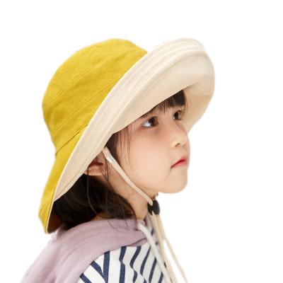 China 2021 New XUFANG Dobby Children's Hats Solid Color Comfortable Basin Covers Boys and Girls Big Brim Sunshade Bucket Hats for sale