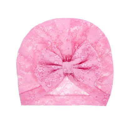 China XUFANG Dobby Fashion Hat Fetal Children Transparent Head Hat Soft And Comfortable Lace Baby Hood Turban Hats for sale