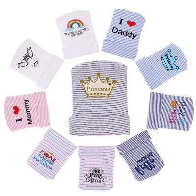 China XUFANG 2021 hot selling dobby baby blankets soft and comfortable colorful image knitted beanies hat newborn fetal hats for sale