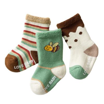 China XUFANG 2021 New Breathable Fashion Combed Cotton Baby Glue Floor Socks Autumn And Winter Terry Thick Velvet Tube Children Socks Plus for sale