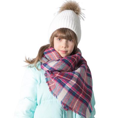 China XUFANGEurope Square And America Hot Sale Children's Knitted Scarf Autumn And Winter Children Warm Checked Cashmere Knitted Scarf for sale