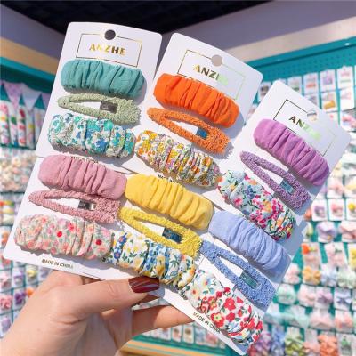 China XUFANG Sweet Children Bows Hair Clips Korea Hair Accessories Lovely Color Plaid Fabric Simple Hairpins Girls Sweet Hair Clips Set for sale