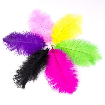 China Feather Handcraft 25-30cm Party Decoration White Colorful Ostrich Feather for sale