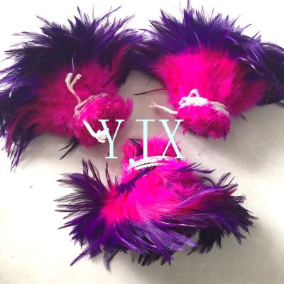 China Wholesale Decorations Chicken Feather Dyed Stringed Rooster Saddle Feathers For Dance Costume Decoration for sale