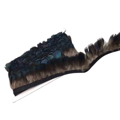 China Garment Accessories Wholesale High Quality Natural Lady Amherst Pheasant Feather Fringe Trims Pheasant Feather Trims for sale