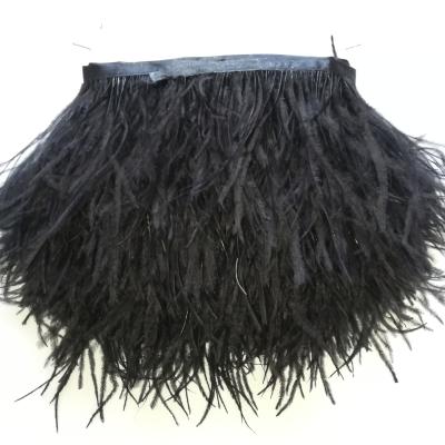 China Wholesale Decoration Feather Accessories Feather Lace Fabric Double Ply Ostrich Feather Trim Fringe for sale