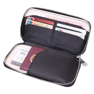 China New RFID PU Travel Wallet Leather Men Long Zip Around RFID Blocking Credit Card Holder Passport Storage Women Cash Purses for sale