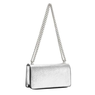 China New Fashion High Quality Small Silver Color Messenger Bag For Women Metal Strap Chain Cross - Body Shoulder Lady Bags Handbags Phone Purses for sale