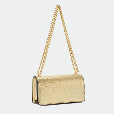 China High Quality Factory Price PU Gold Cross Small - Body Bag For Women Metal Strap Messenger Bag Ladies Handbags Chain Phone Clips Custom Logo for sale