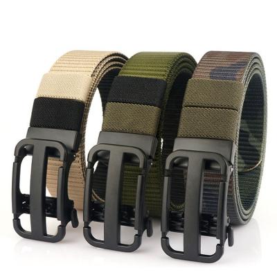 China 3.4 New Men's Webbing Adjustable Webbing Golf Belt Wide Nylon Metal Casual Automatic Rotating Buckle Belts For Men for sale