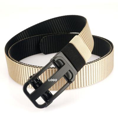 China Durable Nylon 3.4 Wide Mens Web Belt With Metal Auto Rotating Buckle Outdoor Web Golf Casual Belts For Men 125CM Length Custom Logo for sale