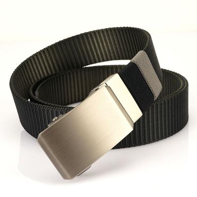 China Men's Nylon Belt 3.4cm Wide Adjustable With Double Sided Strap New Design Silver Color Automatic Buckle Casual Belt For Men for sale