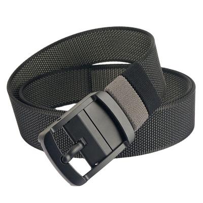 China New Durable 3.8CM Wide Men's Nylon Golf Belt With Rotatable Metal Pin Buckle Casual Leisure Webbing Fabric Long Belt 120CM Custom for sale