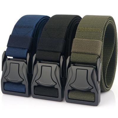 China Custom Logo Men's Tactical Stretch Adjustable Belts 1.5inch Wide Release Metal Buckle Quick Elastic Webbing Golf Belt Outdoor Work Belt for sale