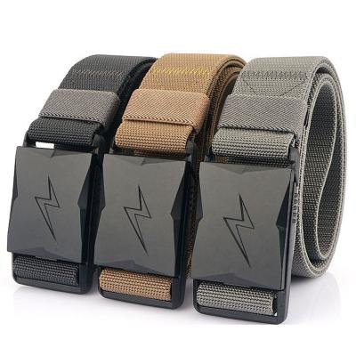 China Custom LOGO knitted elastic youth casual belt 2023 spring summer new lightning pattern outdoor men's adjustable tactical belt for sale