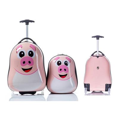 China Polycarbonate PC abs+pc PVC Characters Wholesale Price Plastic Transparent Trolley Luggage Animal Shape Kids Luggage for sale