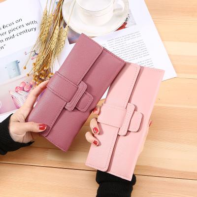 China 2020 Latest Waterproof Hot Selling Bifold Genuine Leather Long Pocket Women Purse for sale