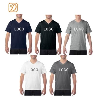 China Wholesale High Quality Custom Print T-shirt Embroidery T-shirt V-Neck Anti-wrinkle Fashion Cotton T-shirt for sale