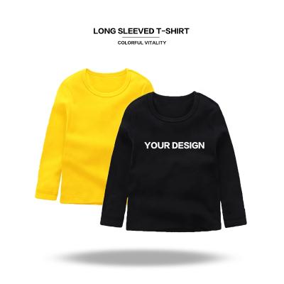 China Compressed Kids Long Sleeve T-shirt 100% Cotton White Kids Baby Boy T-shirts Custom Logo Printing for sale