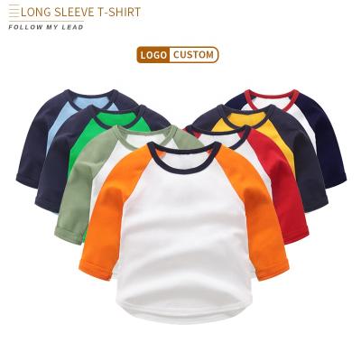 China Custom Best Selling Anti-Wrinkle Kids Long Sleeve T-Shirt Long Sleeve T-Shirts For Kids 100% Cotton Kid Long Sleeve T-shirt for sale