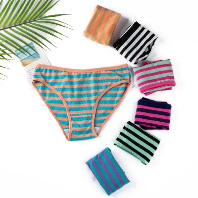 China Color Cotton Women's Daily Striped Cotton Breathable Panties for sale