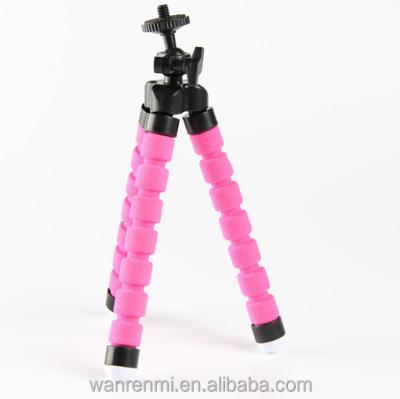 China Portable Flexible Colorful Sponge Colorful Pink Tripod Mini Tripod for Mobile Phone and Camera for sale