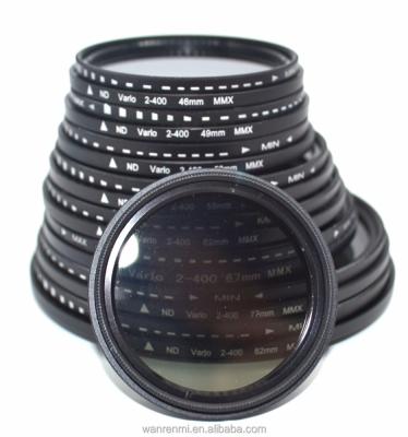 China Black ND2-400 Adjustable Neutral Density Camera Lens Filter 37mm-86mm For DSLR Camera for sale