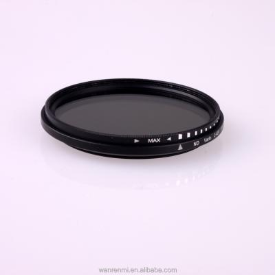 China Black 58mm Adjustable Density ND2-ND400 Variable Neutral ND Filter for sale