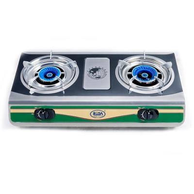 China Hotel factory direct hot sale stainless steel 2 burner table top gas stove brass cooker double for sale