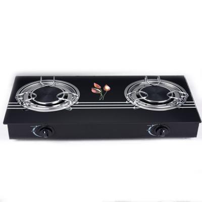 China Hotel Factory Products Best Family 7mm Tempered Glass Top 2 Burner Infared Gas Stove for sale