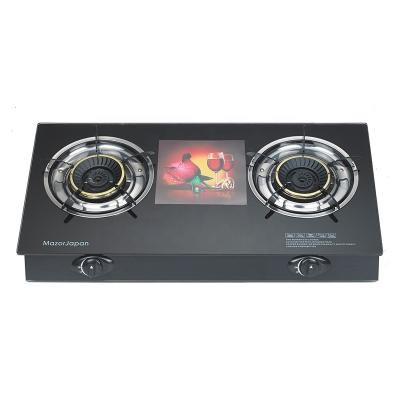 China Wholesale Home Hotel Cast Iron Cap Tempered Glass Top 2 Burner Gas Stove Steel Cooker for sale