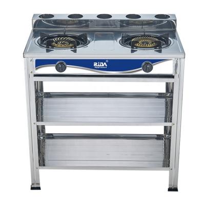 China RD-SS002 Commercial Electronic Ignition Right 130mm Left 145mm Cast Iron Burner Rack 2 Burner Gas Stove for sale