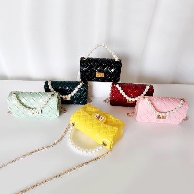 China casual& 2021 Luxury Fashion Handbags PVC Women Silicone Candy Purses Bead Chain Cross - Ladies Body Jelly Handbags for sale