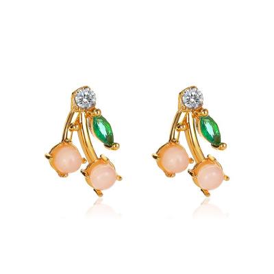 China Factory wholesale hot style cute little fresh fruit design ear stud peach strawberry ear studs cute girl earrings for sale