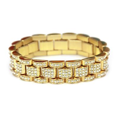 China Luxury Factory Wholesale Hip Hop Style Diamond Bracelet For Men Hot Sale Gold Jewelry Luxury Bracelets for sale