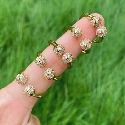 China FASHIONABLE hot sale 24k gold plated zircon brass jewelry rings ball shape finger rings for women for sale