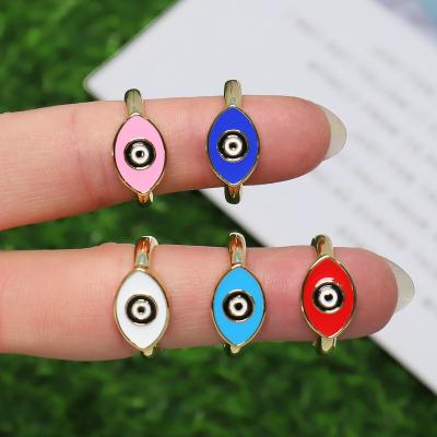 China FASHION Trendy Brass Enamel Plated Jewelry Girls Rings Rainbow Color Finger Ring Eye Shape Jewelry For Women for sale