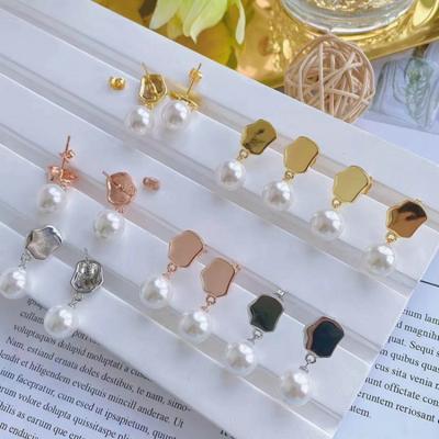 China Zircon Pearl Irregular Punk Irregular Gold Plated Earrings Party/Wedding Earrings Plating Jewelry Gift for sale